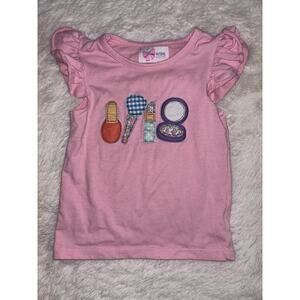 Buttons & Bows Girls Sz. 3T Pink “ Make Up” Embroidered Tee. Cute, Soft